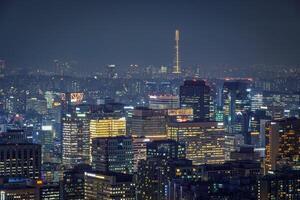 Seoel horizon in de nacht, zuiden Korea. foto