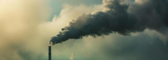 ai gegenereerd globaal opwarming industrieel verontreiniging een groot pluim van rook in de lucht foto