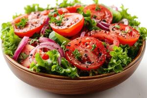 ai gegenereerd gemengd groenten salade geïsoleerd keuken tafel professioneel reclame voedsel fotografie foto