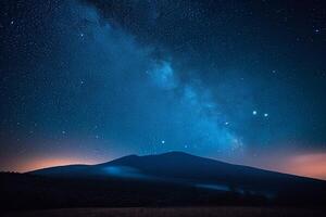 ai gegenereerd sterrenhemel nacht creëert een betoverend tafereel in de expansief lucht foto