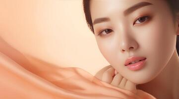 ai gegenereerd Koreaans schoonheid zorg voor huid zorg. foto