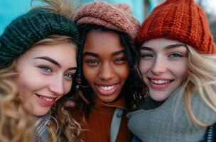 ai gegenereerd drie vrienden selfie foto