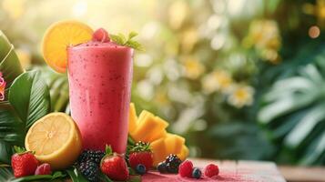 ai gegenereerd mooi achtergrond voor smoothie reclame foto