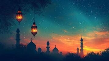 ai gegenereerd mooi achtergrond voor Ramadan partij reclame foto