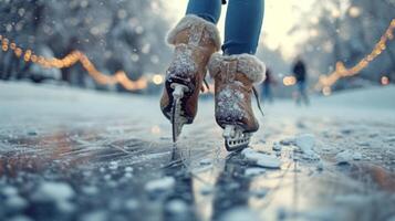 ai gegenereerd mooi achtergrond voor het schaatsen reclame foto