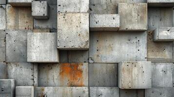 ai gegenereerd een abstract samenstelling van beton blokken en hun subtiel variaties in structuur en kleur. foto