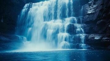 ai gegenereerd schoon samenstelling vastleggen de magie van liefde temidden van de schoonheid van een waterval foto