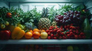 ai gegenereerd minimalistische samenstelling vastleggen de schoonheid van van de natuur premie binnen de grenzen van een koelkast foto