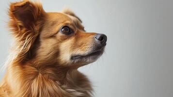 ai gegenereerd minimalistische uitbeelding van een schattig pluizig hond, benadrukkend haar zacht vacht en teder gedragswijze. foto