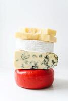 kaas verzameling, gorgonzola en blauw kaas Aan wit achtergrond foto