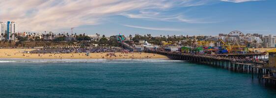 de kerstman monica pier Bij zonsondergang, los angeles foto