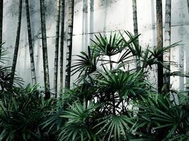 palm bomen tegen beton muur foto