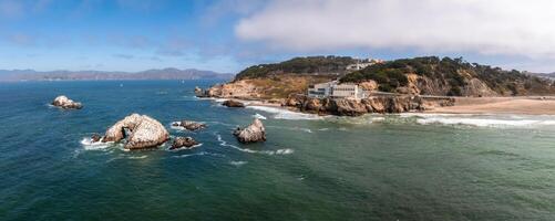 waar de zee voldoet aan de land- in san francisco. foto