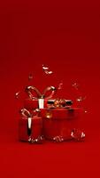 3d weergegeven rood en goud Valentijn themed van geschenk dozen voor sociaal media verhaal sjabloon foto