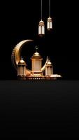 3d geven Ramadan achtergrond met lantaarn en Islamitisch ornamenten voor sociaal media verhaal foto