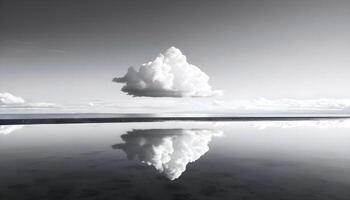 ai gegenereerd een zwart en wit foto van een wolk in de lucht
