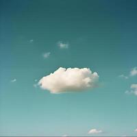 ai gegenereerd een groot wit wolk drijvend in een blauw lucht foto