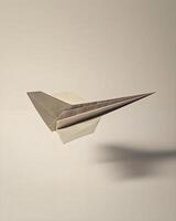 ai gegenereerd een papier vliegtuig vliegend door de lucht foto