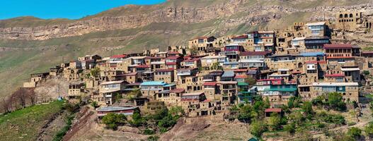 oude berg dorp chok in dagestan, algemeen visie foto