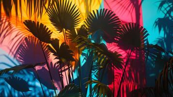 ai gegenereerd aftekenen palm vormen in levendig tinten foto