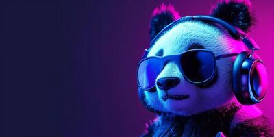 ai gegenereerd 3d panda mascotte esport speler. pandaman gaming karakter achtergrond, esport team illustratie foto