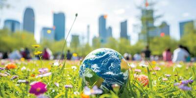 ai gegenereerd de klimaat actie met visuals dat verbeelden inspanningen naar verzachten klimaat Wijzigen. koolstof neutrale initiatieven, deze foto's vitrine de collectief inzet naar verminderen onze milieu foto