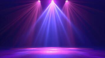 ai gegenereerd spotlight effect voor theater concert fase. abstract gloeiend licht van spotlight verlichte foto