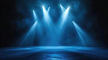 ai gegenereerd spotlight effect voor theater concert fase. abstract gloeiend licht van spotlight verlichte foto