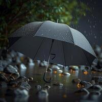 ai gegenereerd paraplu biedt onderdak van regen in somber weer voorwaarden voor sociaal media post grootte foto