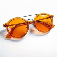 ai gegenereerd modieus zonnebril met oranje lenzen en ijzer kader, geïsoleerd voor sociaal media post grootte foto