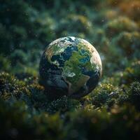 ai gegenereerd aarde dag inspiratie groen planeet symboliseert natuur bescherming en behoud voor sociaal media post grootte foto