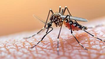 ai gegenereerd gevaarlijk malaria geïnfecteerde mug huid beet. leishmaniasis, encefalitis, geel koorts, knokkelkoorts, malaria ziekte foto