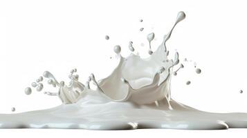 ai gegenereerd melk of wit vloeistof plons geïsoleerd Aan wit foto
