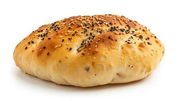 ai gegenereerd klein Arabisch Libnani brood geïsoleerd Aan wit achtergrond foto