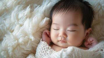 ai gegenereerd Aziatisch mooi pasgeboren baby. foto
