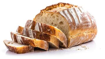 ai gegenereerd gesneden zuurdesem brood geïsoleerd Aan wit achtergrond, eigengemaakt bakkerij concept foto