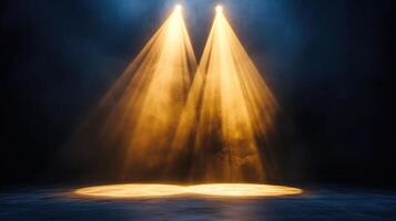 ai gegenereerd spotlight effect voor theater concert fase. abstract gloeiend licht van spotlight verlichte foto