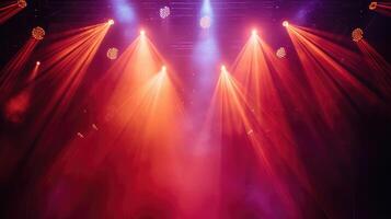 ai gegenereerd spotlight effect voor theater concert fase. abstract gloeiend licht van spotlight verlichte foto