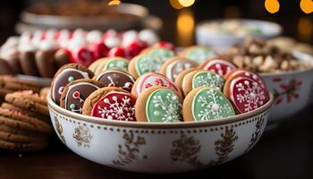 ai gegenereerd eigengemaakt koekjes, chocola geschenk, traditie, viering, decoratie gegenereerd door ai foto