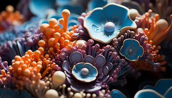 ai gegenereerd onderwater- rif, natuur multi gekleurde aquatisch schoonheid gegenereerd door ai foto