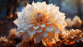 ai gegenereerd dichtbij omhoog van een levendig geel dahlia in natuur gegenereerd door ai foto