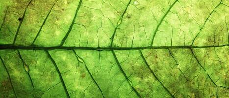 ai gegenereerd een macro schot vastleggen de complex netwerk van aderen in een groen blad, markeren de structuur en patronen van natuur foto