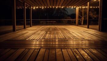 ai gegenereerd donker hout vloeren in een modern huiselijk kamer Bij nacht gegenereerd door ai foto