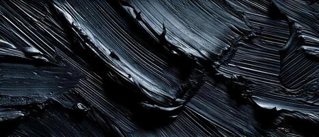 ai gegenereerd detailopname gedetailleerd structuur van zwart verf, markeren haar donker en glad kwaliteiten foto