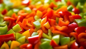 ai gegenereerd vers, kleurrijk groenten creëren een levendig en gezond vegetarisch salade gegenereerd door ai foto