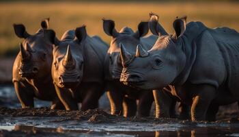 ai gegenereerd groot groep van bedreigd dieren in Afrika dieren in het wild reserveren gegenereerd door ai foto