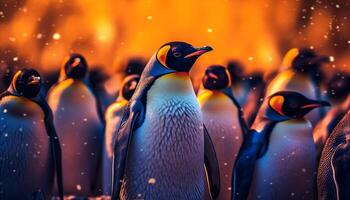 ai gegenereerd schattig pinguïn in blauw winter, buitenshuis, dichtbij omhoog, sneeuw, onderwater- gegenereerd door ai foto