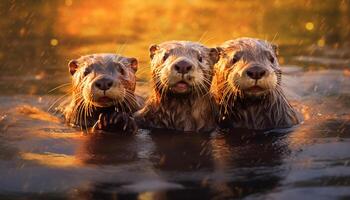 ai gegenereerd schattig zoogdier op zoek Bij camera, speels in natuur schoonheid gegenereerd door ai foto