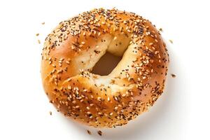 ai gegenereerd bagel brood dichtbij omhoog foto