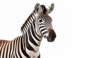 ai gegenereerd zebra geïsoleerd Aan wit achtergrond foto